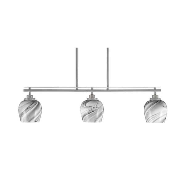 Unbranded Monroe 3-Light Brushed Nickel, Billiard Light, Any room with 6 in. Onyx Swirl Glass Shades no bulbs included