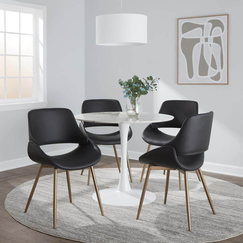 Black Faux Leather Upholstered Side Chair with Metal Legs