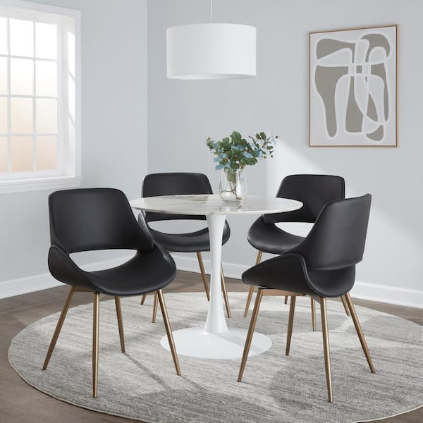 Lumisource Fabrico Black Faux Leather  and  Antique Copper Metal Side Chair (Set of 2)