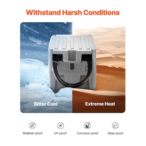 Portable Diesel Tank, 58 Gal. Capacity and 10 GPM Flow Rate, Fuel Tank with 12V Electric Transfer Pump, Grey