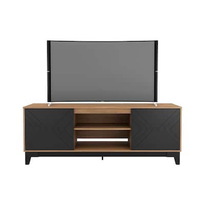 Arrow 72 in. Nutmeg and Black TV Stand Fits TV's up to 80 in. with 2 Doors