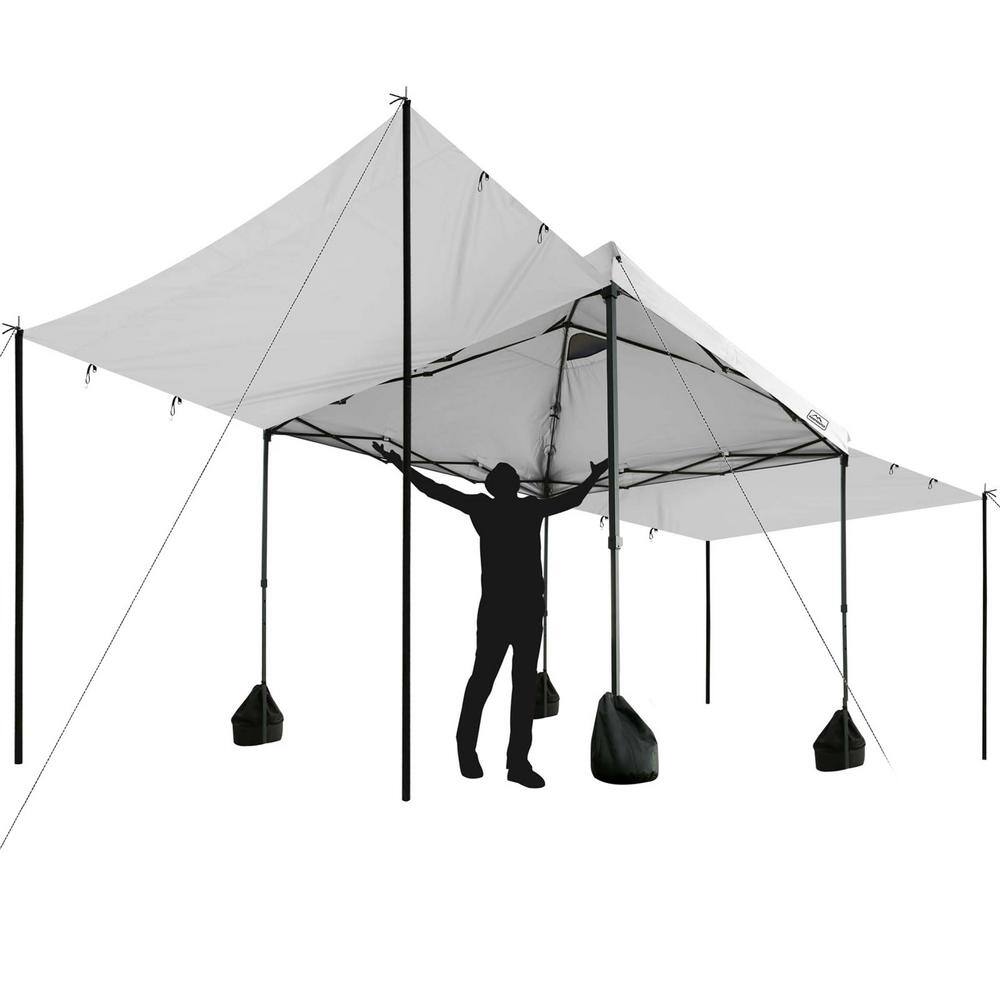 White Adjustable Height 10x10 Outdoor Canopy Tent with Sidewalls