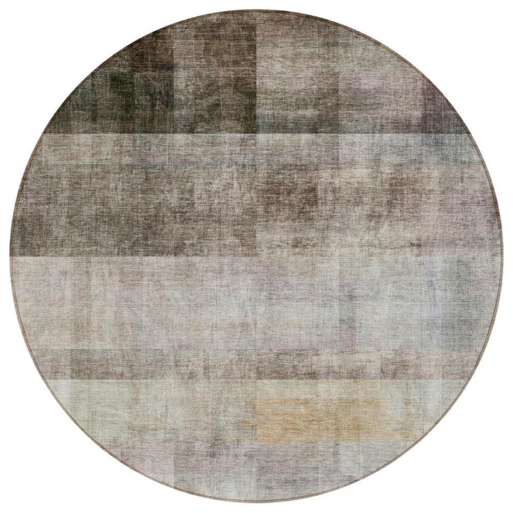 Brown 8 ft. Round Woven Solid Color Round Indoor/Outdoor Area Rug price history on PriceWatchPro