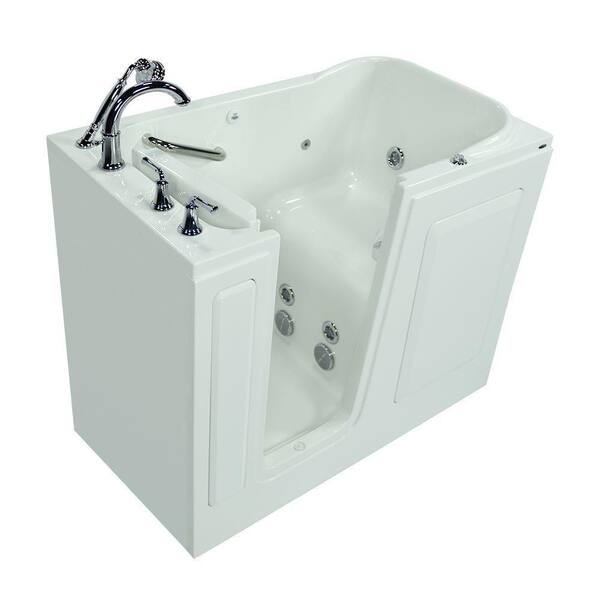 American Standard Gelcoat 4 ft. Walk-In Whirlpool Tub with Left-Hand Quick Drain and Cadet Right-Height Toilet in White