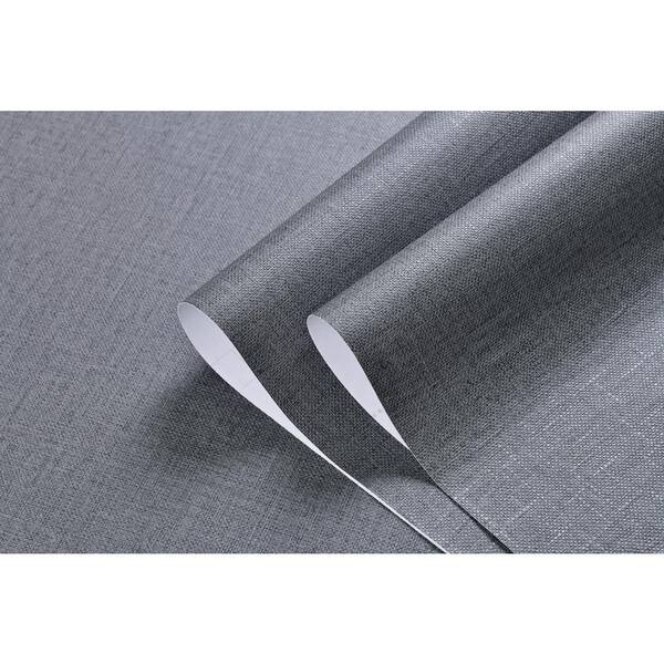 Ejoy Linen Texture Vinyl Peel and Stick Wallpaper Roll, DarkGrey, 2 ft. x 33 ft./Roll(2 Roll)