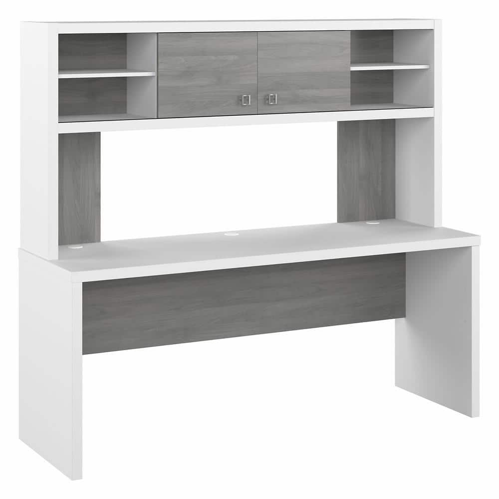 Bush Furniture Echo 71.97 in. Rectangular Pure White/Modern Gray Desk ...