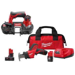 M12 12-Volt Lithium-Ion HACKZALL Cordless Reciprocating Saw Kit with M12 Sub-Compact Band Saw and 6.0Ah XC Battery Pack