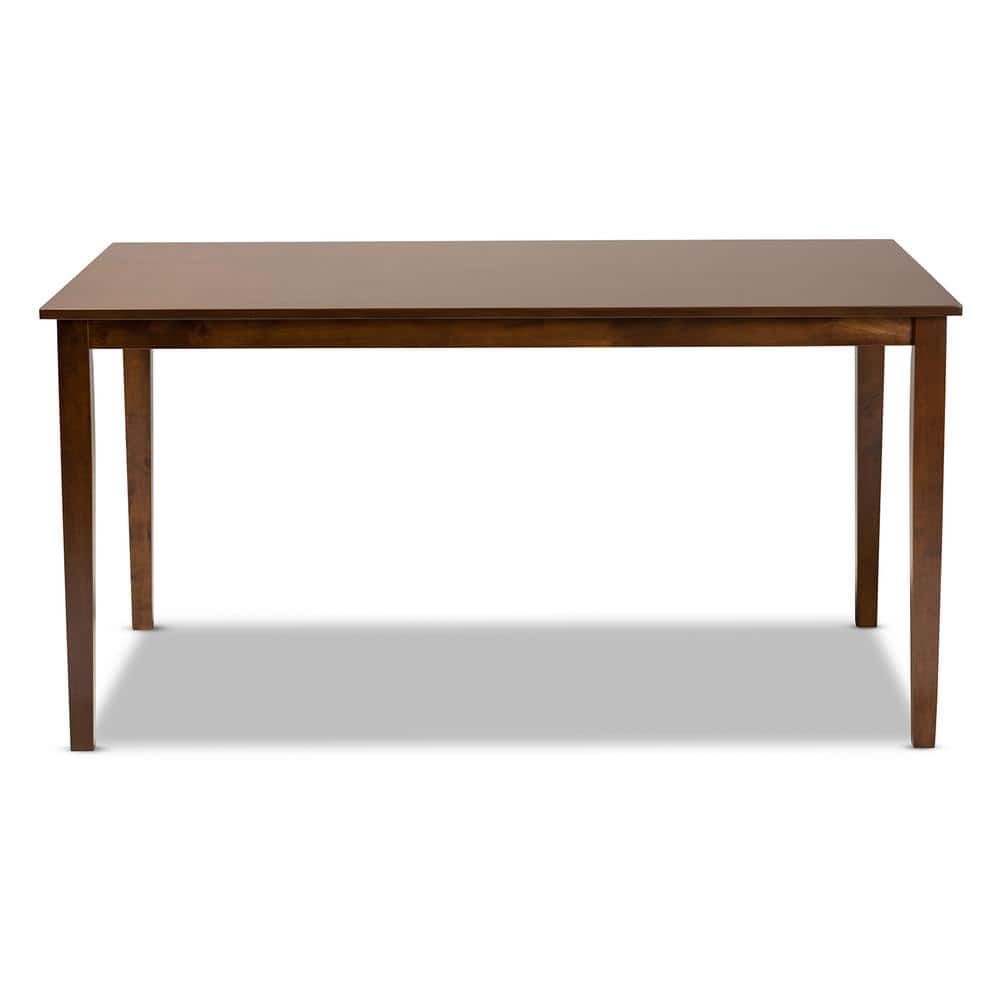 Contemporary Walnut Brown Wood Counter Height Dining Table