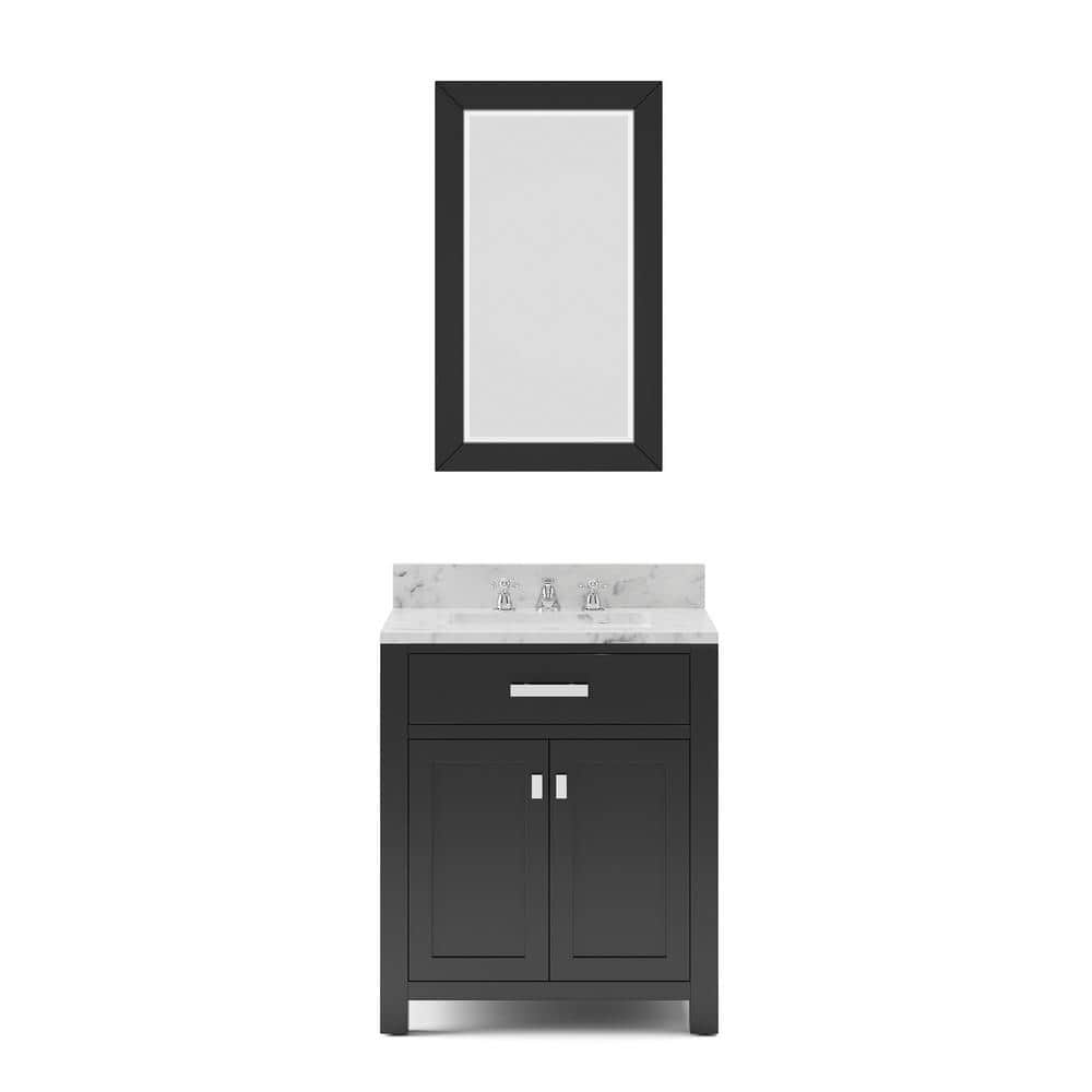 Espresso Solid Wood 30" Freestanding Vanity with Carrara Marble Top and Ceramic Sink