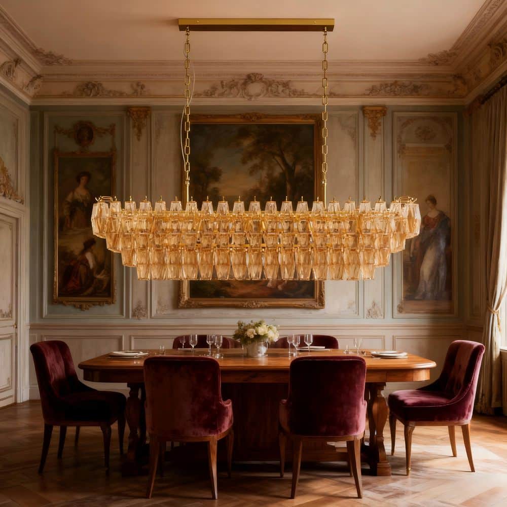 54 in. 12-Lights Gold Rectangular Chandelier, Pendant Lighting Fixture with Smoke Glass Tubes for Dining Room price history on PriceWatchPro