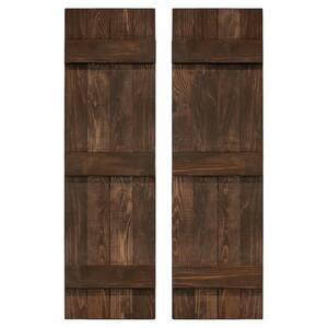 14 in. x 48 in. Board and Batten Traditional Shutters Pair Coffee Brown