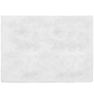 Super Soft White 4 ft. x 5 ft. Solid Polyester Modern Abstract Area Rug