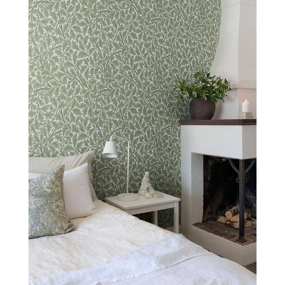 Green Oak Tree Leaf Non-Pasted Washable Wallpaper