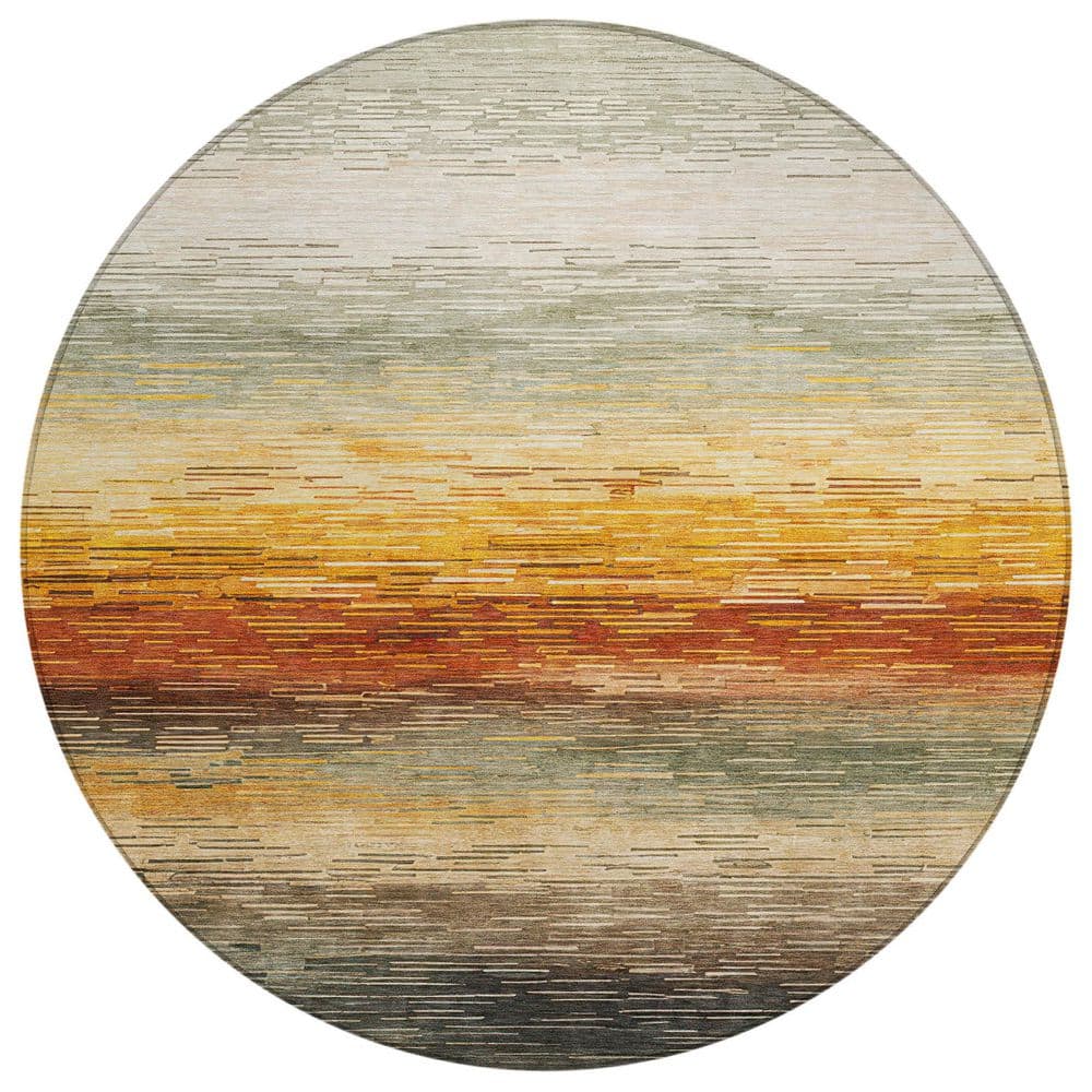 Chantille Machine Washable Indoor/Outdoor Abstract ACN2938 Green 8 ft. x 8 ft. Round Rug price history on PriceWatchPro