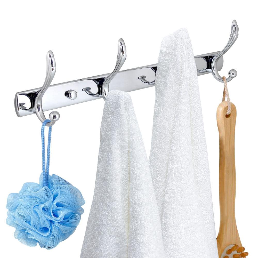 Polished Chrome Wall Mounted 4-Pronged Towel and Robe Hook