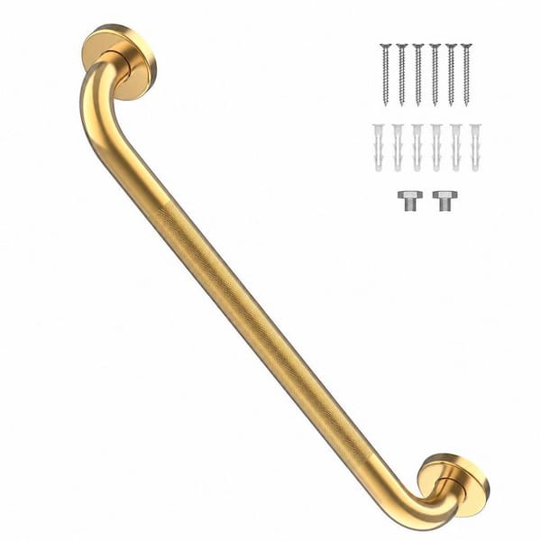 24 in. Anti Slip Shower Grab Bar in Gold, Knurled Bathroom Grab Bar, Safety Hand Rail Support for Handicap Elderly