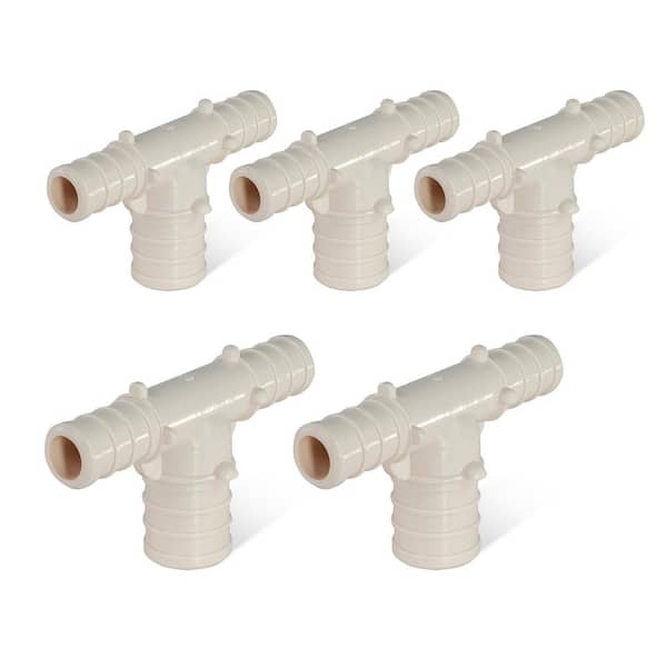 PLUMBFLEX 1 in. x 1 in. x 3/4 in. Plastic PEX Poly Alloy Reducing Tee Barb Pipe Fitting (5-Pack)