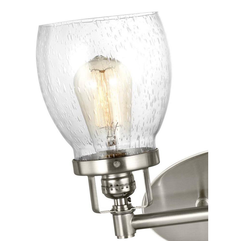 Brushed Nickel Two-Light Vanity with Clear Seeded Glass