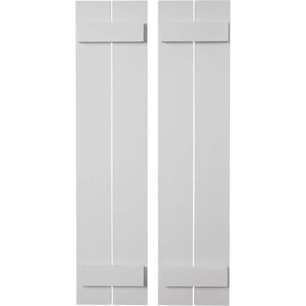 Ekena Millwork 11.5 in. x 26 in. Timberthane Polyurethane 2-Board Spaced Board-n-Batten Smooth Faux Wood Shutters Pair