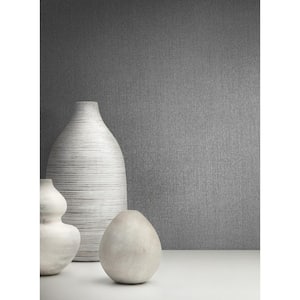 Grey Metallic Panama Weave Vinyl Wallpaper, 26 in. x 30 ft.