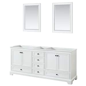 Deborah 79 in. W x 21.63 in. D x 34.25 in. H Double Bath Vanity Cabinet without Top in White with 24 in. Mirrors