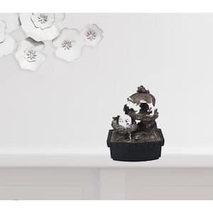 Victoria 10 in. Black Polyresin Wolf Tabletop Fountain Sculpture