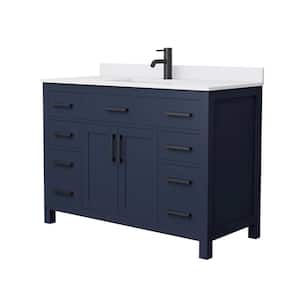 Beckett 48 in. W x 22 in. D x 35 in. H Single Sink Bathroom Vanity in Dark Blue with White Cultured Marble Top
