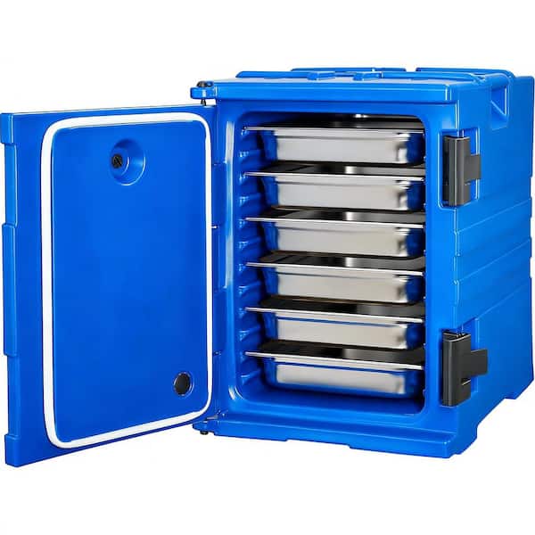 95 qt. Insulated Food Pan Carrier, Blue Hot Box, Front Loading Food Warmer with Handles, Buffet Server