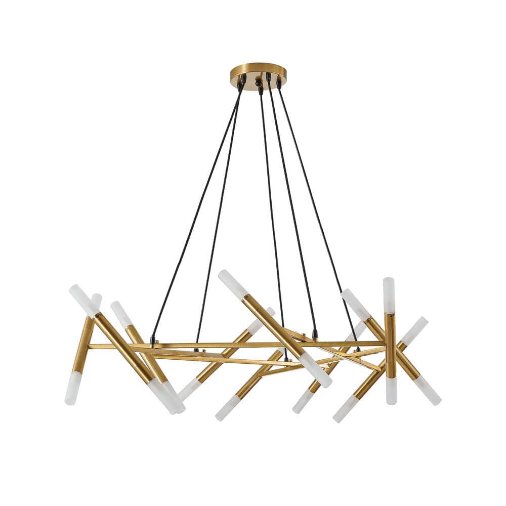 20 Light Adjustable Height Gold Modern Branch Chandelier for Living Room (B