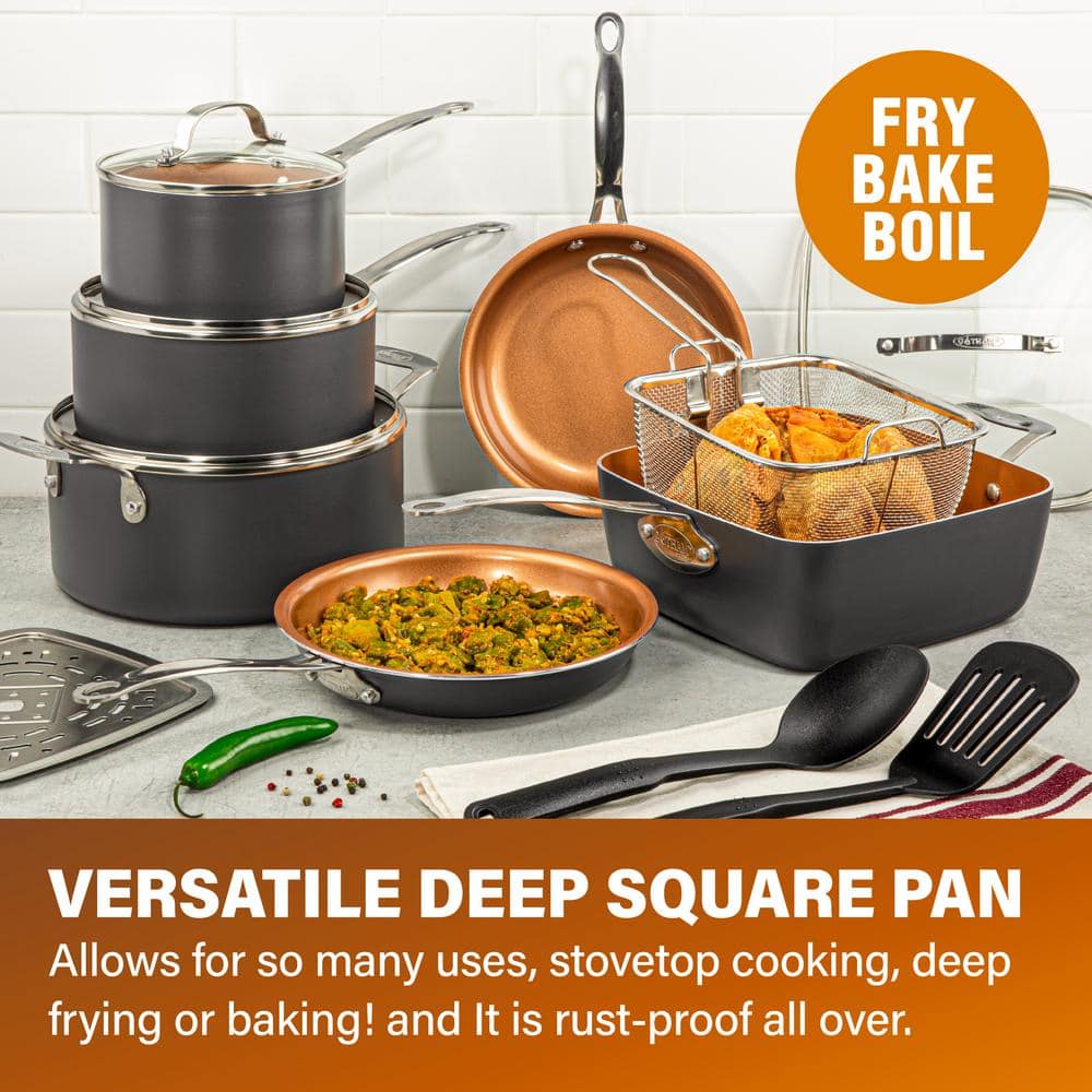 14-Piece Gray Aluminum Ti-Ceramic Nonstick Cookware Set