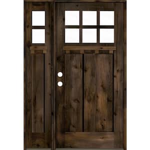 46 in. x 80 in. Craftsman Alder 2-Panel Right-Hand/Inswing 6-Lite Clear Glass Black Stain Wood Prehung Front Door LSL