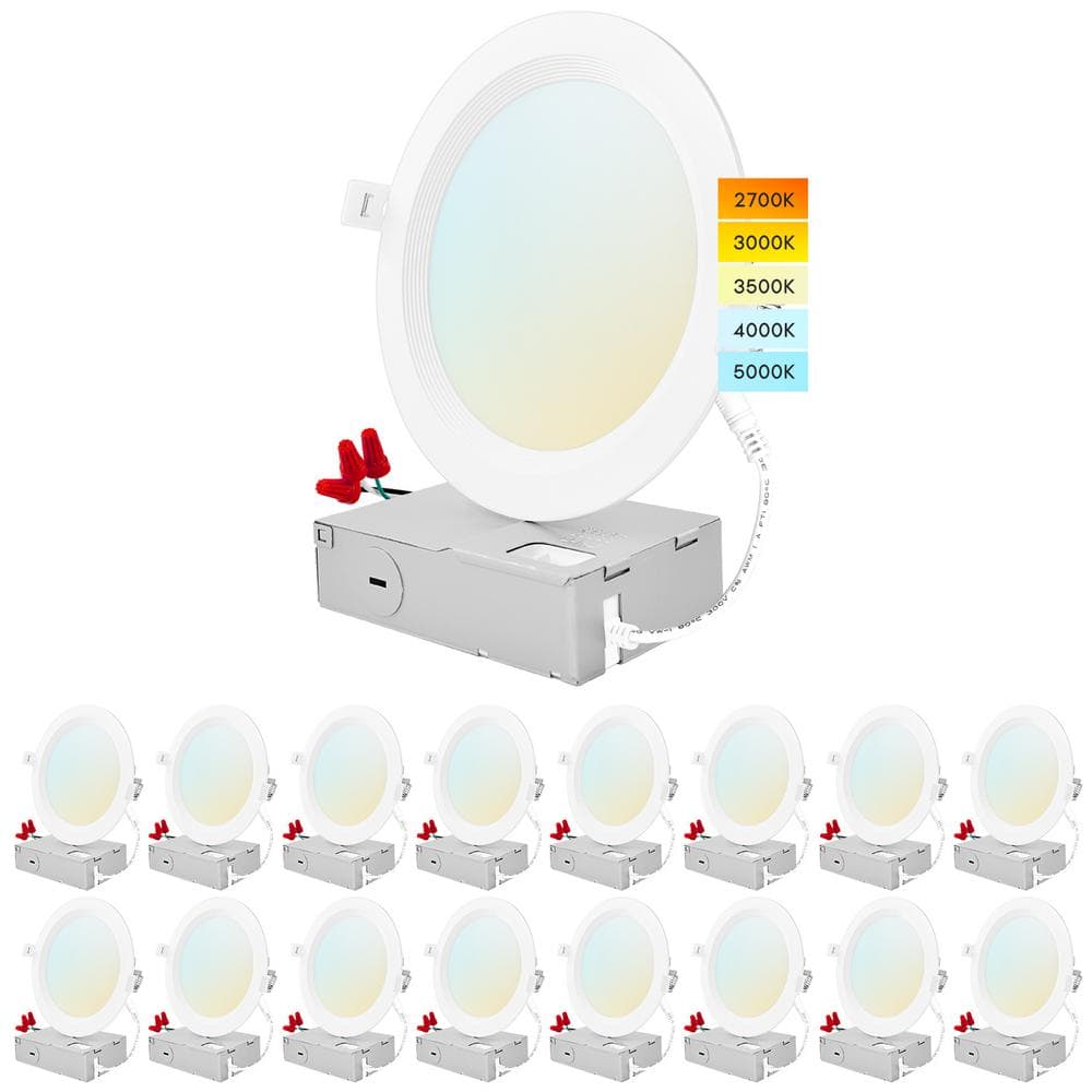 6 in. 14W CCT 3000K, 4000K, 5000K Canless Ultra Thin J-Box Remodel Integrated LED Recessed Light Kit Baffle (16-Pack) price history on PriceWatchPro