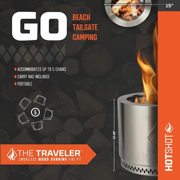 HotShot Traveler Portable Low Smoke 15 in. Round Wood-Burning Fire
