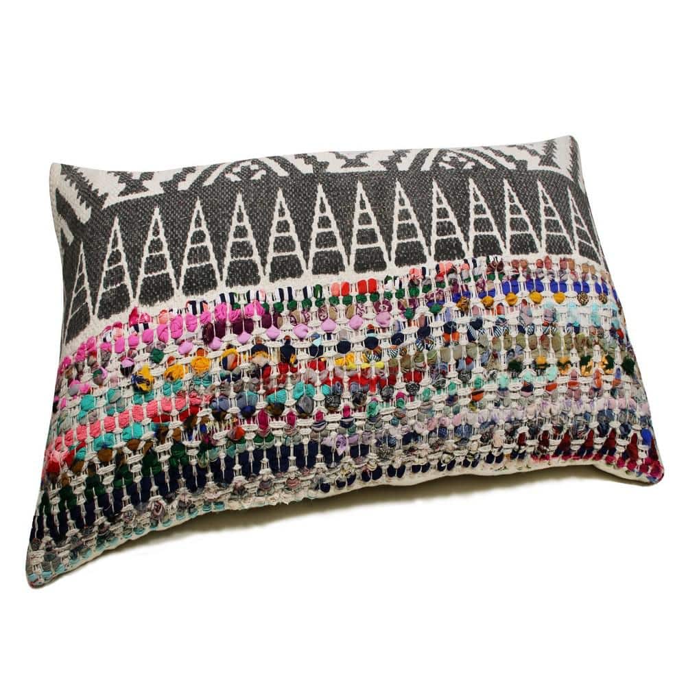 Boho Geometric Multicolored Rectangular Throw Pillow, 14" x 36"