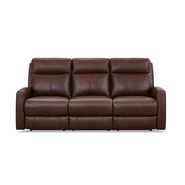 Venice Gray Leather-Match Power Reclining Sofa with Left-Facing