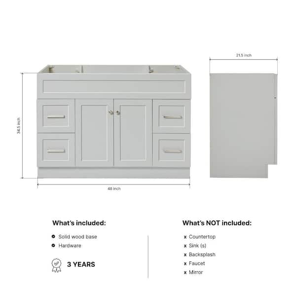 Hamlet 48 in. W x 21.5 in. D x 34.5 in. H Freestanding Bath Vanity Cabinet Only in Gray