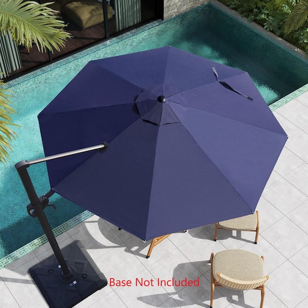 Pellebant 11 ft. Round Aluminum Heavy-Duty 360° Rotation Offset Cantilever Patio Umbrella in Navy Blue, No Base