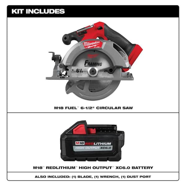M18 FUEL 18V Lith-Ion Brushless Cordless 6-1/2 in. Circular Saw w/ (1) HIGH OUTPUT 6.0 Ah Battery