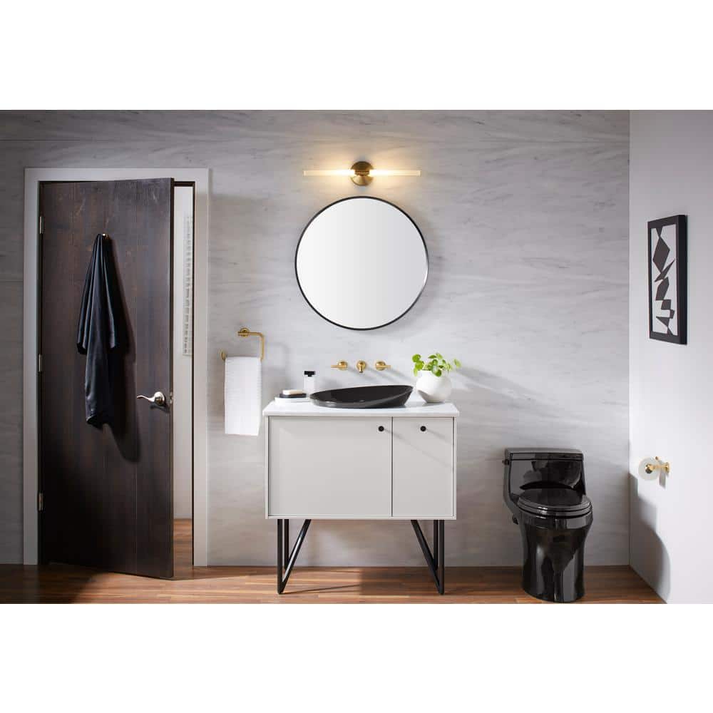 Essential 28" Round Matte Black Metal Bathroom Vanity Mirror