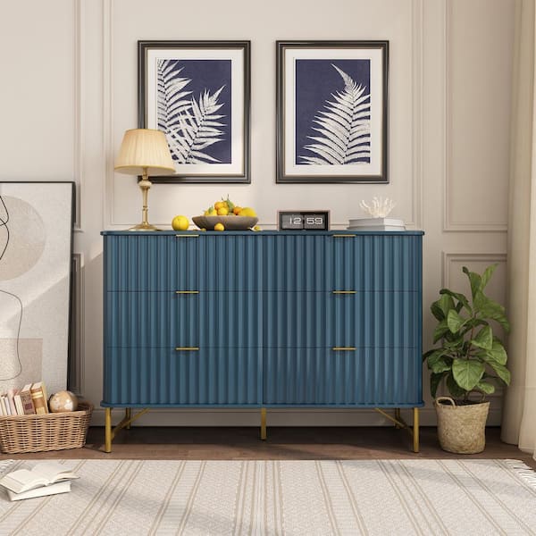 6 Drawers 47.24 in. D x 15.75 in. W x 31.5 in. H Accent Cabinet Bedroom Living Room Office Cabinet Green
