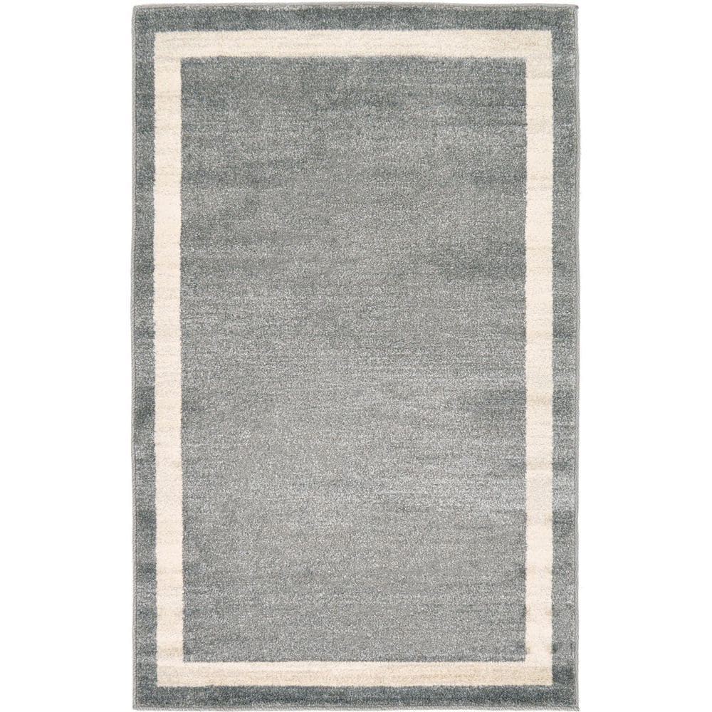 Del Mar Tufted Gray and Ivory Synthetic Indoor Area Rug, 3' 3" x 5' 3"