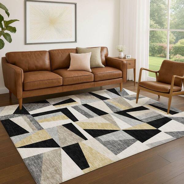 Chantille Machine Washable Indoor/Outdoor Abstract ACN2327 Black 5 ft. x 7 ft. 6 in. Area Rug