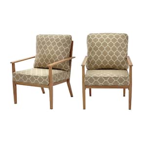 Alderton Brown Steel Outdoor Patio Lounge Chair with CushionGuard Toffee Trellis Tan Cushions (2-Pack)