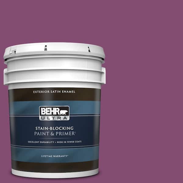 BEHR ULTRA 5 gal. #680B-7 Sugar Plum Satin Enamel Exterior Paint & Primer