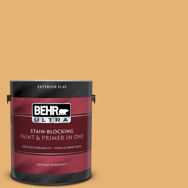 BEHR ULTRA 1 gal. #UL150-13 Pyramid Gold Flat Exterior Paint and Primer in One