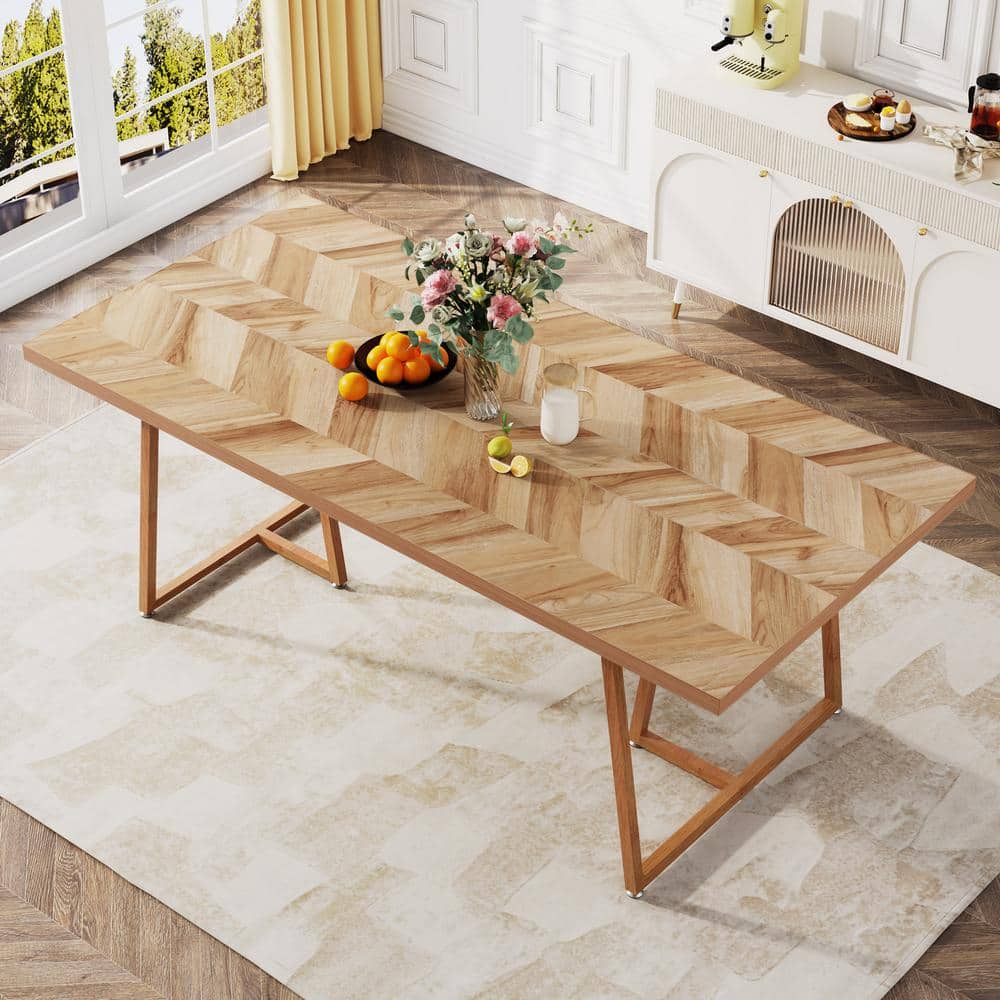 Reclaimed Wood Rectangular Dining Table with Walnut Finish