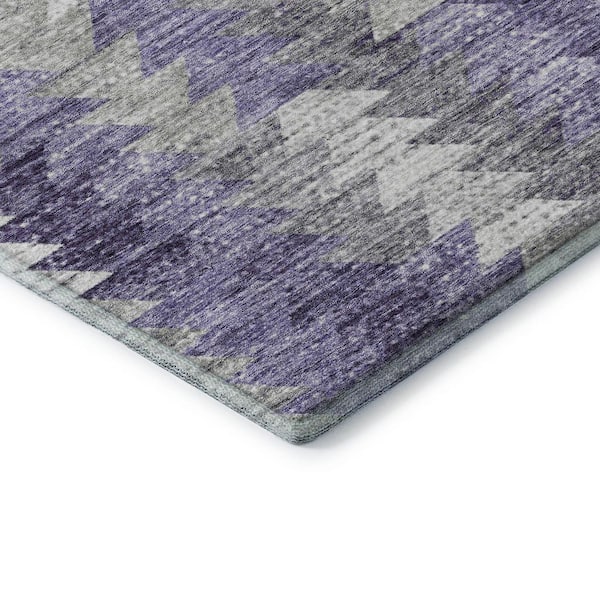 Mayfield Premium Machine Washable Indoor/Outdoor Geometric AMF632 Purple 3 ft. x 5 ft. Area Rug