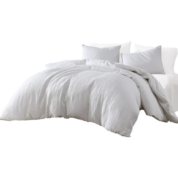 Benjara Axel 4- Piece White Floral Cotton King Comforter Set