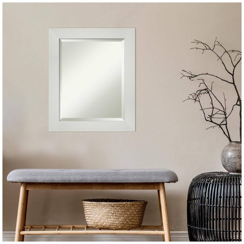 Mosaic White Satin Finish Framed Bathroom Vanity Mirror