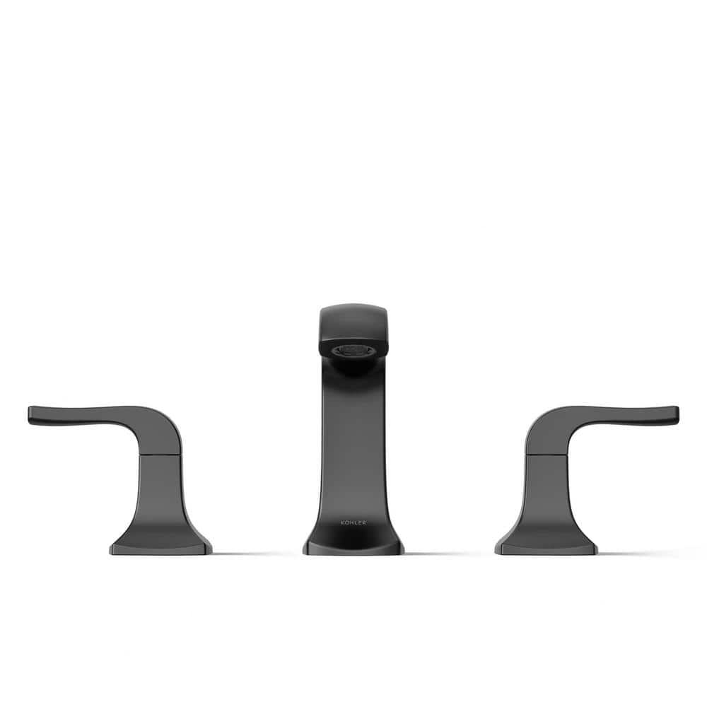 Matte Black Double Handle Widespread Bathroom Faucet
